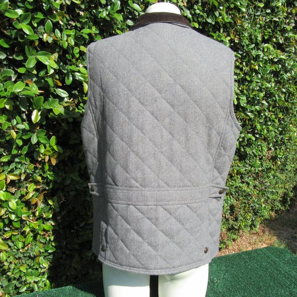 Men's Size Large Jos A Bank Tailored Fit Gray Quilted Wool Blend Vest - Picture 6 of 12